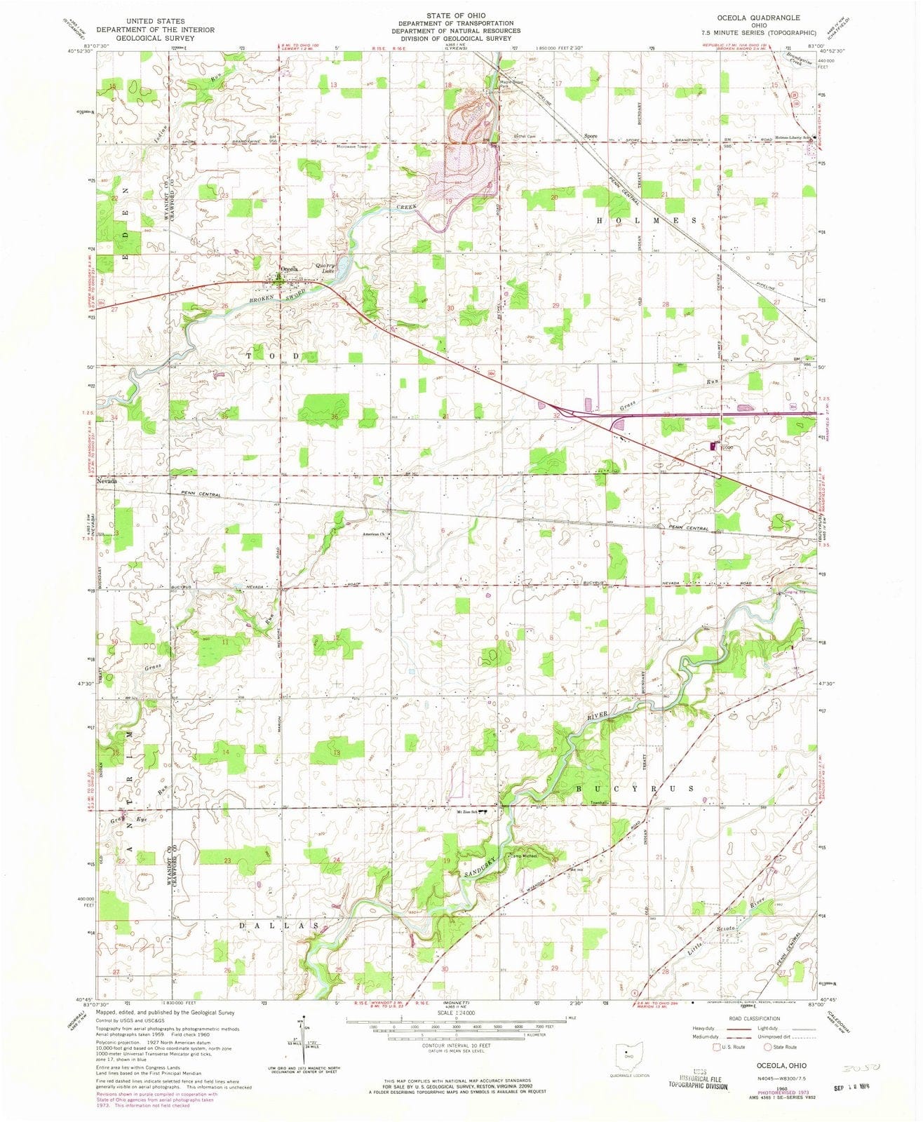 1960 Oceola, OH - Ohio - USGS Topographic Map
