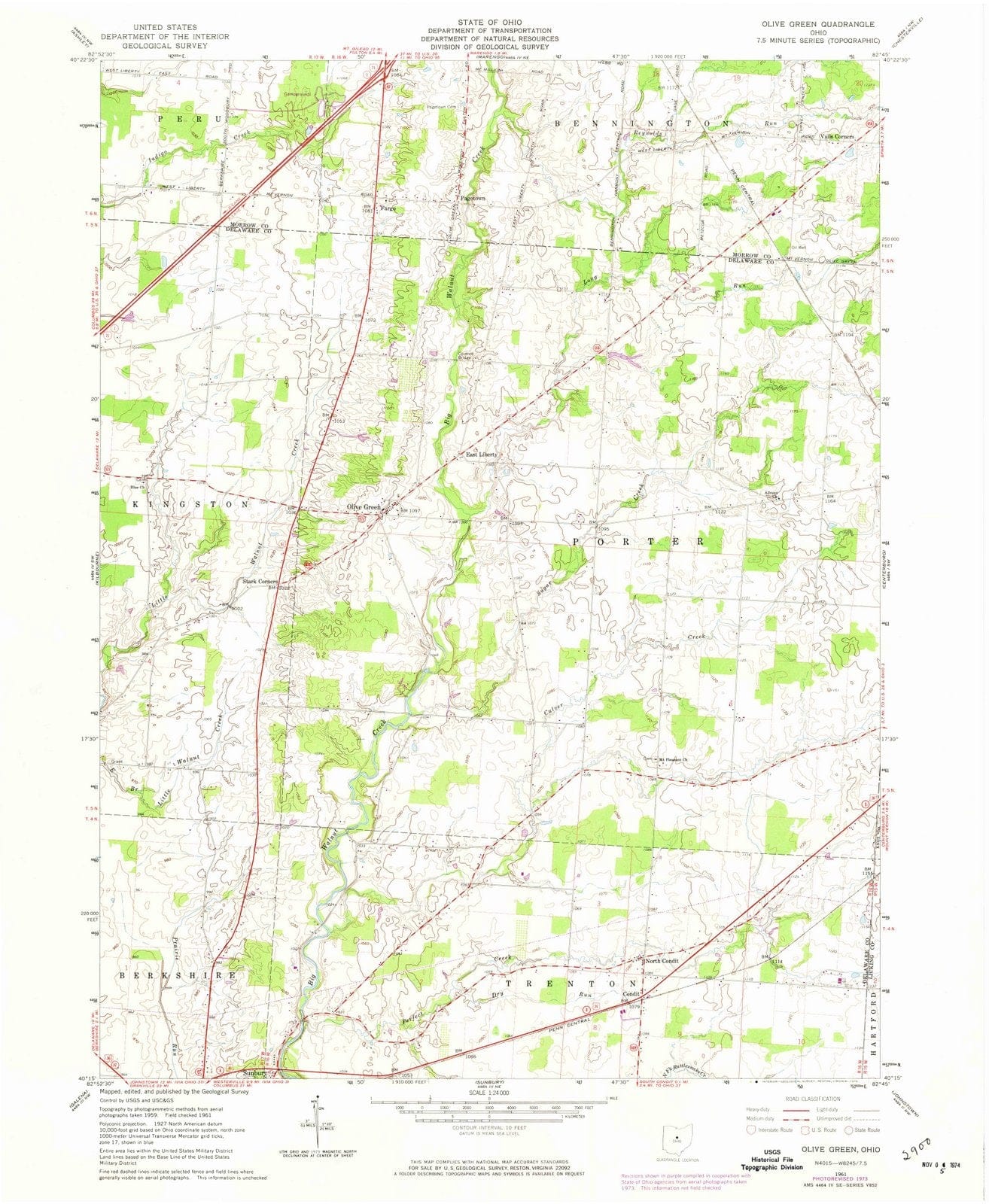 1961 Olive Green, OH - Ohio - USGS Topographic Map