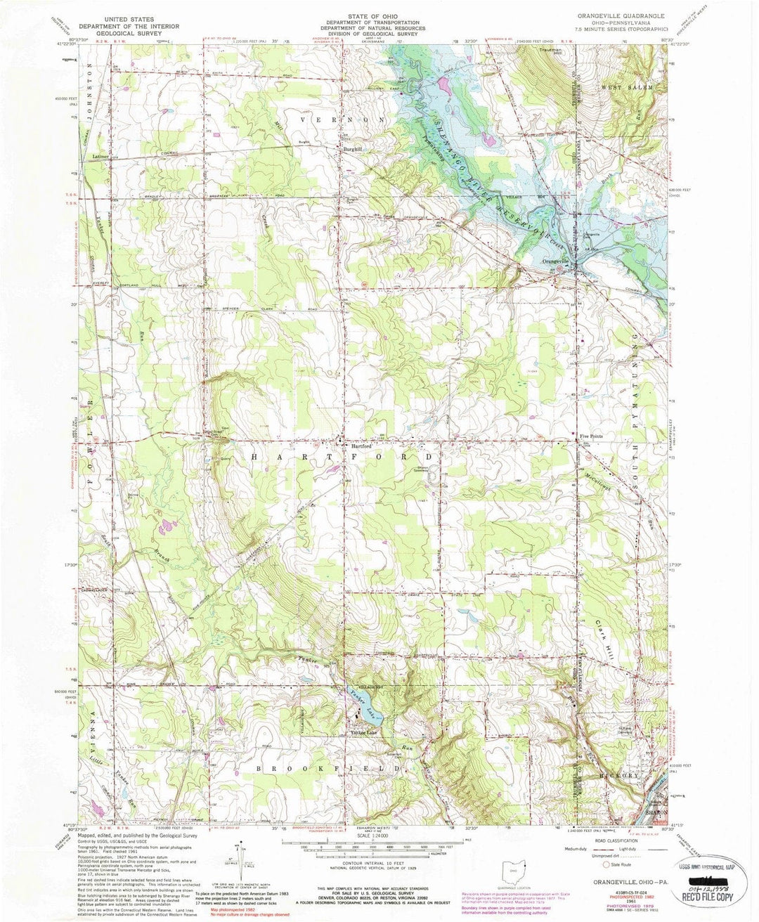 1961 Orangeville, OH - Ohio - USGS Topographic Map