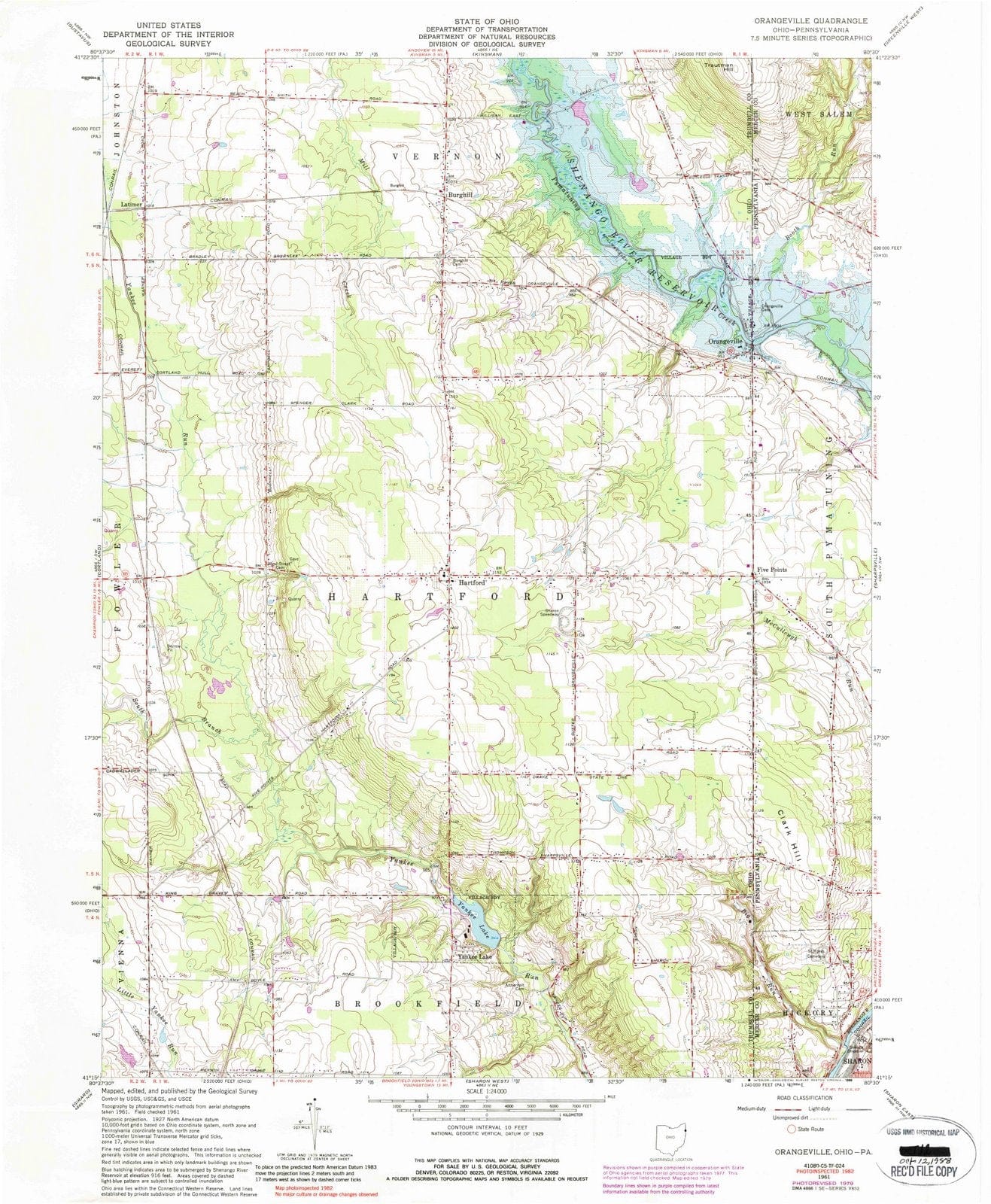 1961 Orangeville, OH - Ohio - USGS Topographic Map