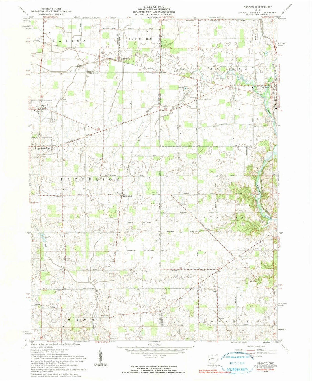 1961 Osgood, OH - Ohio - USGS Topographic Map