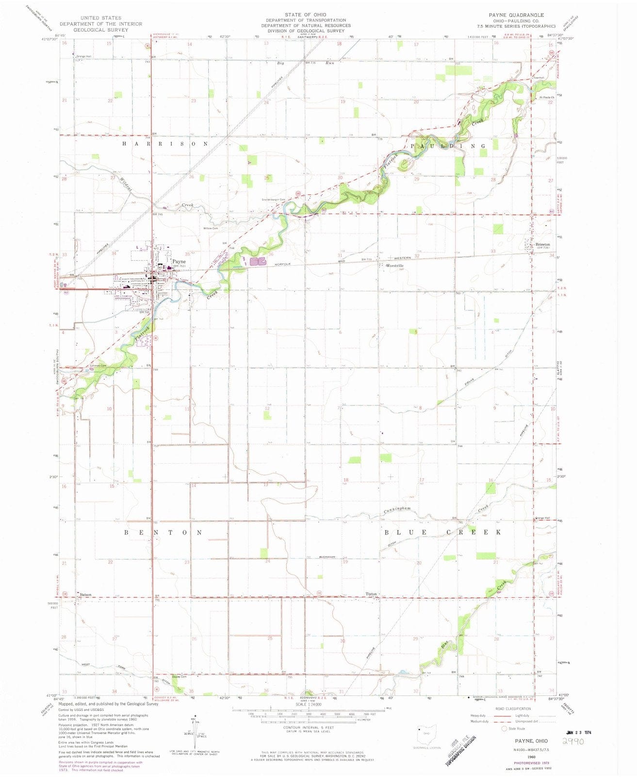 1960 Payne, OH - Ohio - USGS Topographic Map