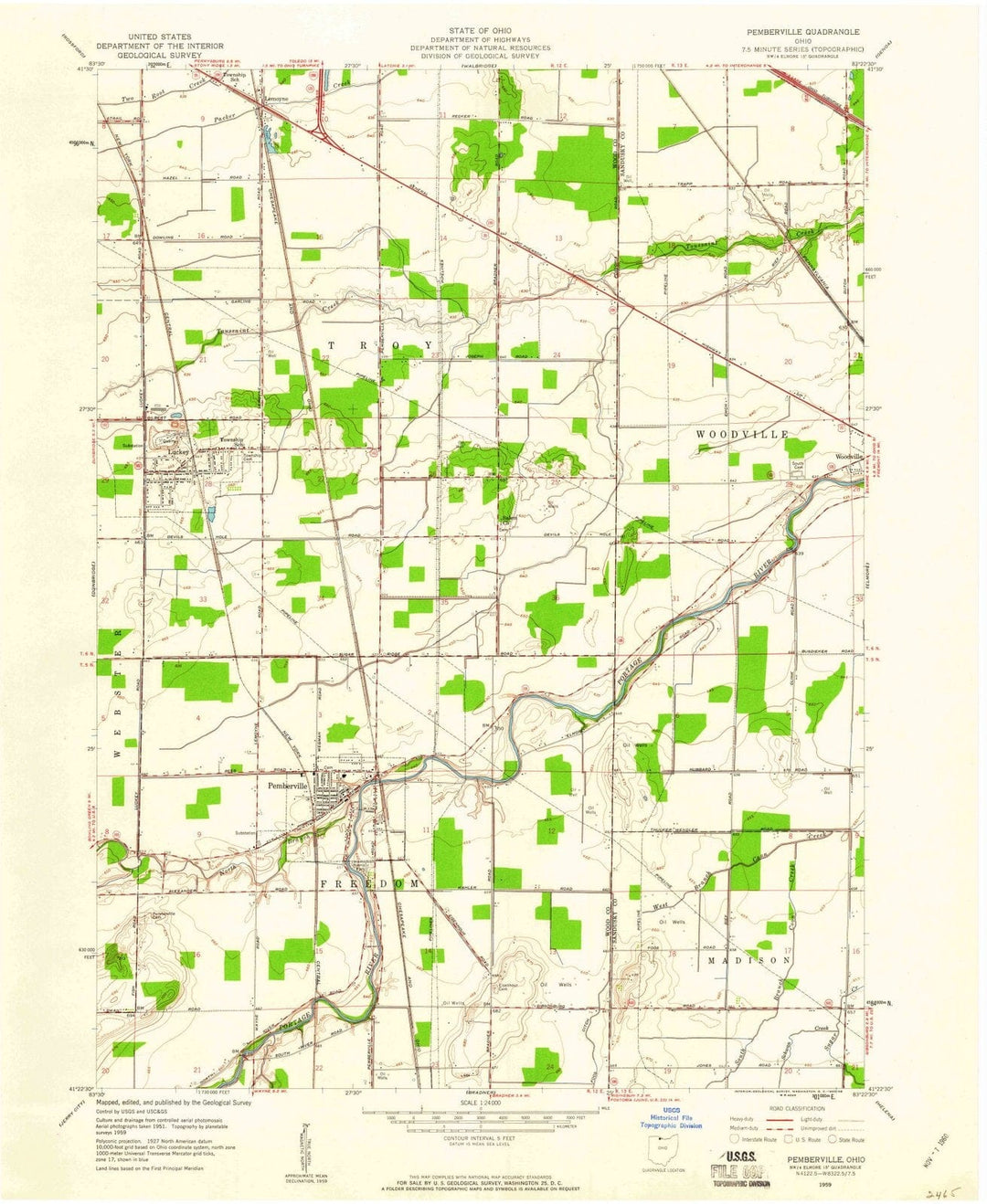 1959 Pemberville, OH - Ohio - USGS Topographic Map