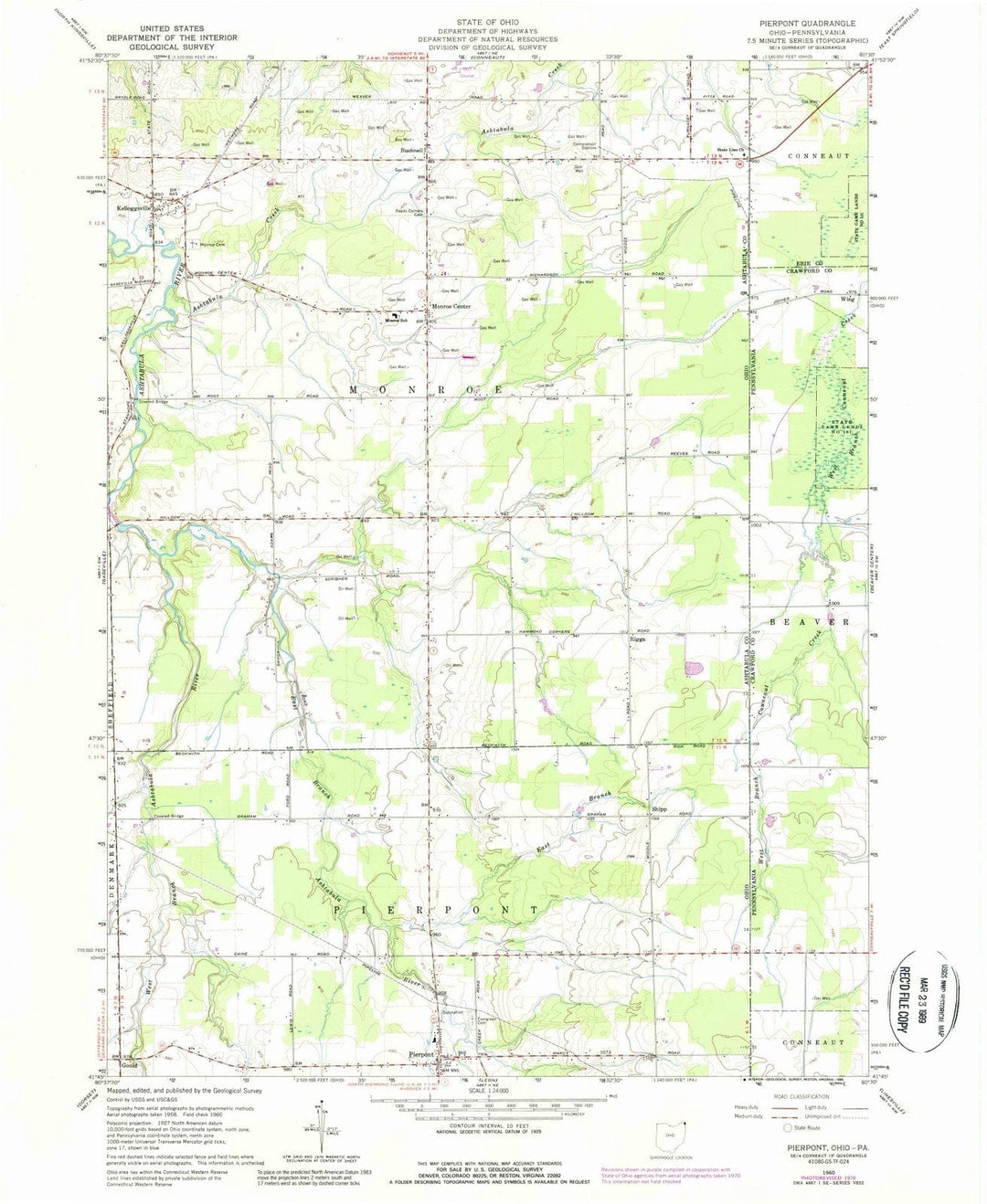 1960 Pierpont, OH - Ohio - USGS Topographic Map