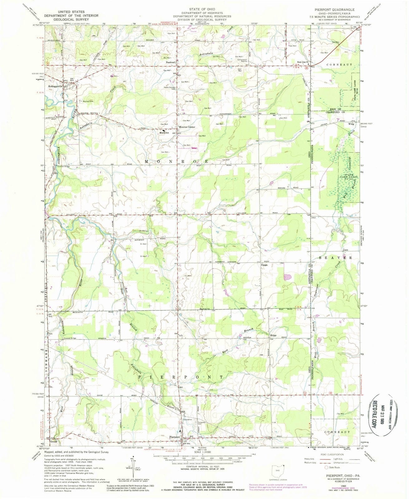 1960 Pierpont, OH - Ohio - USGS Topographic Map