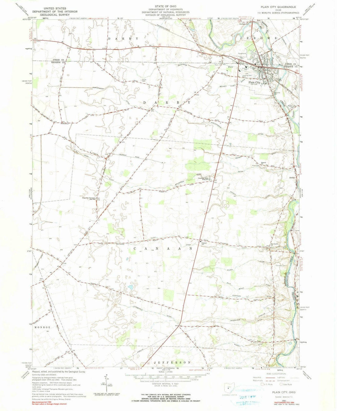 1961 Plain, OH - Ohio - USGS Topographic Map