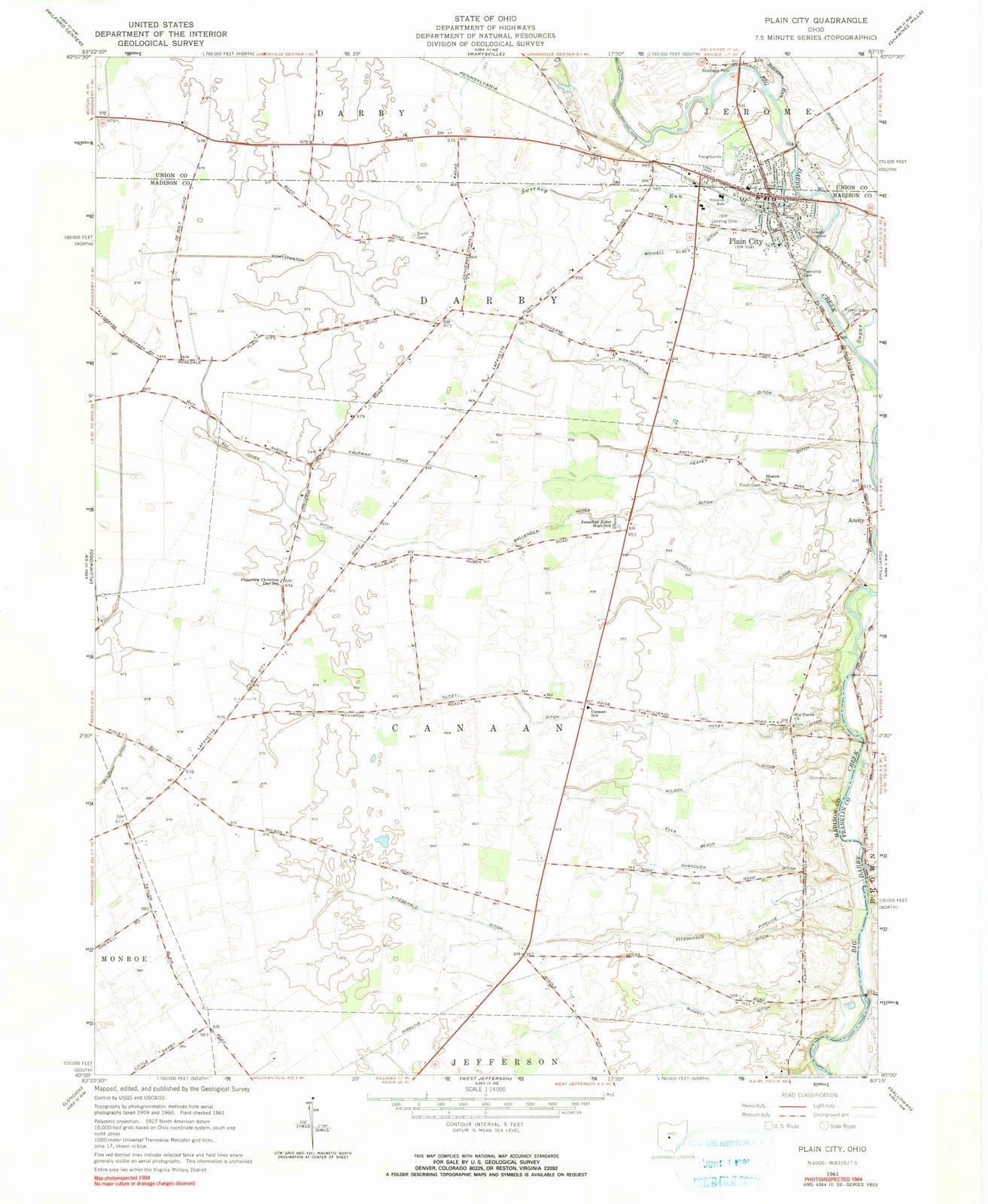 1961 Plain, OH - Ohio - USGS Topographic Map