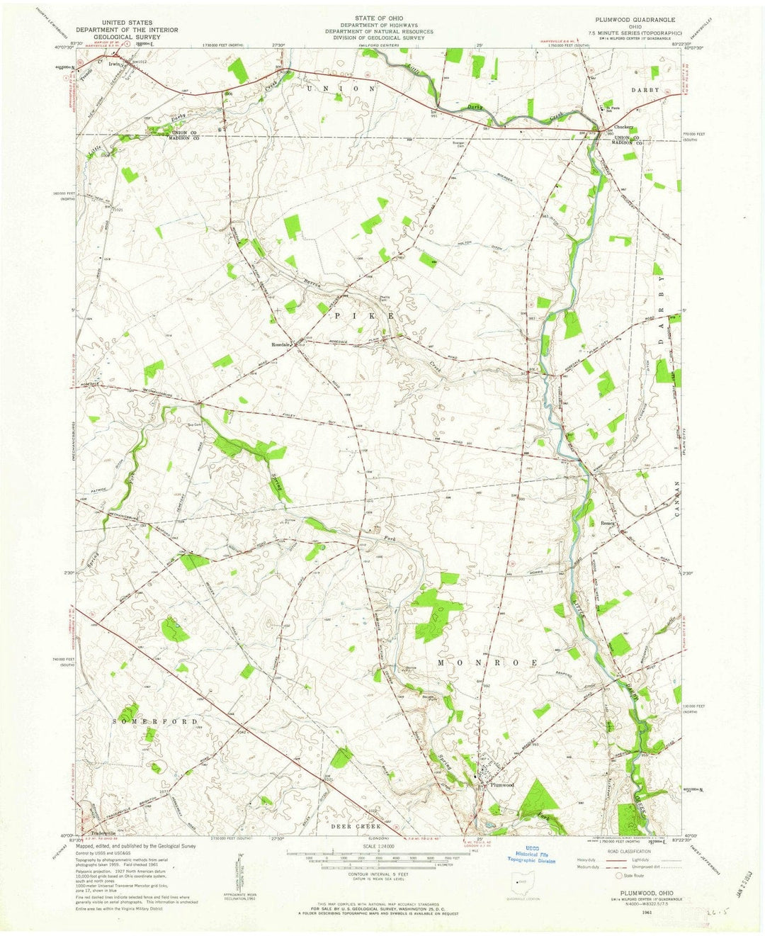 1961 Plumwood, OH - Ohio - USGS Topographic Map