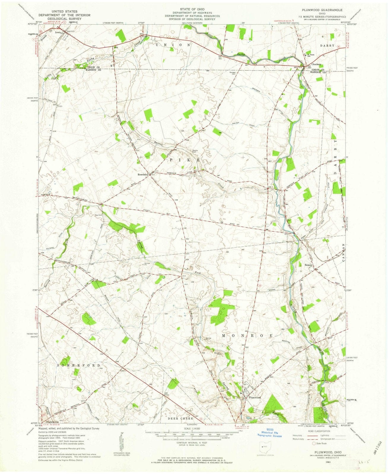 1961 Plumwood, OH - Ohio - USGS Topographic Map