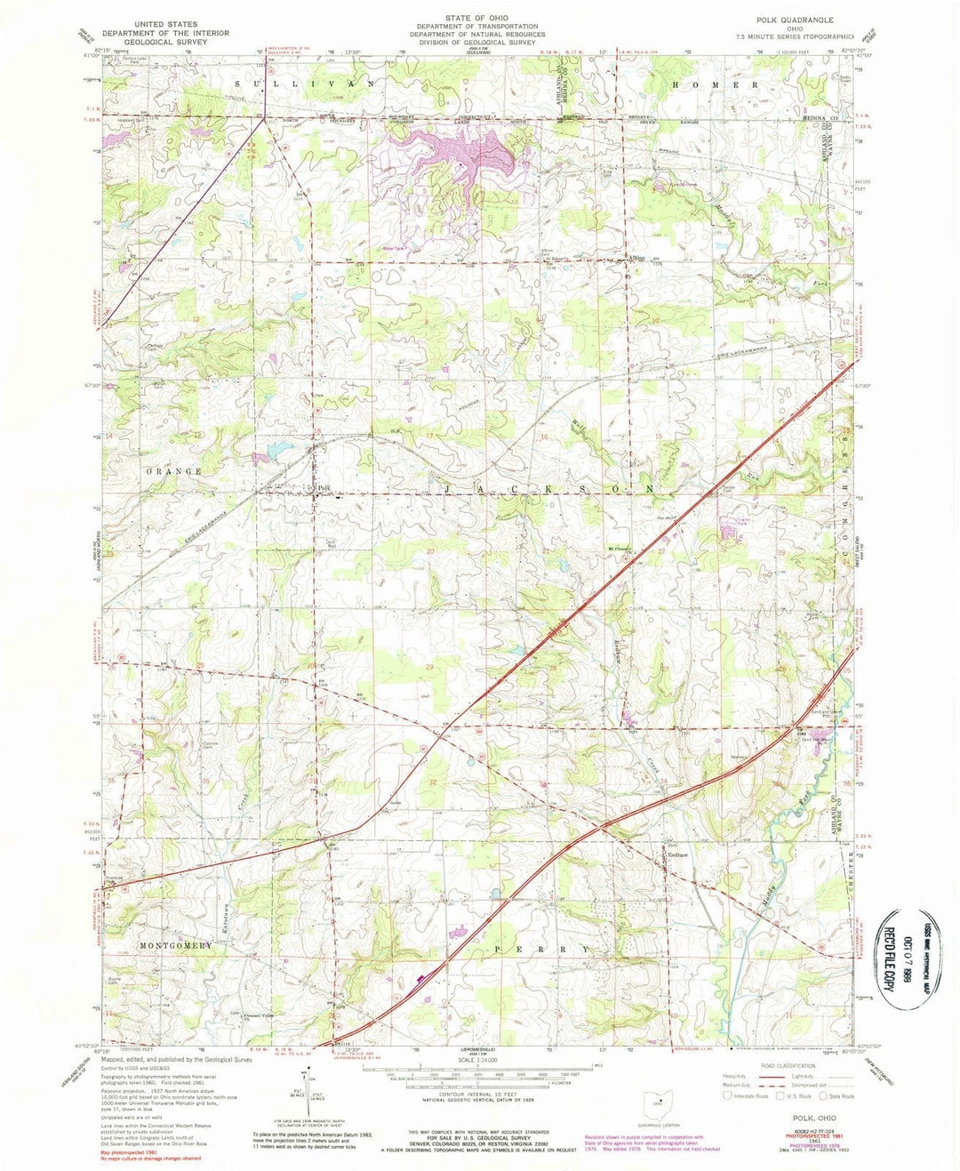 1961 Polk, OH - Ohio - USGS Topographic Map