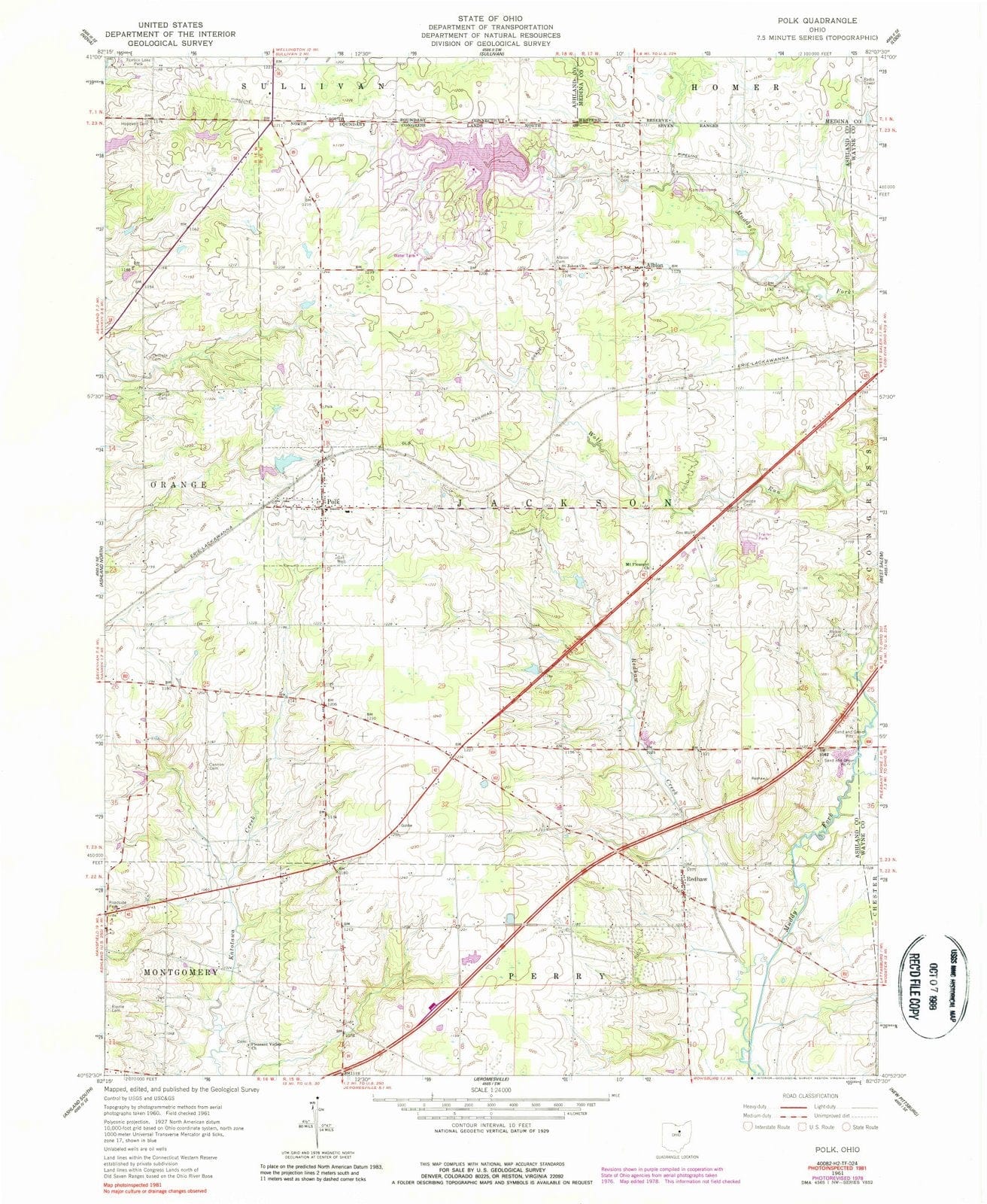 1961 Polk, OH - Ohio - USGS Topographic Map