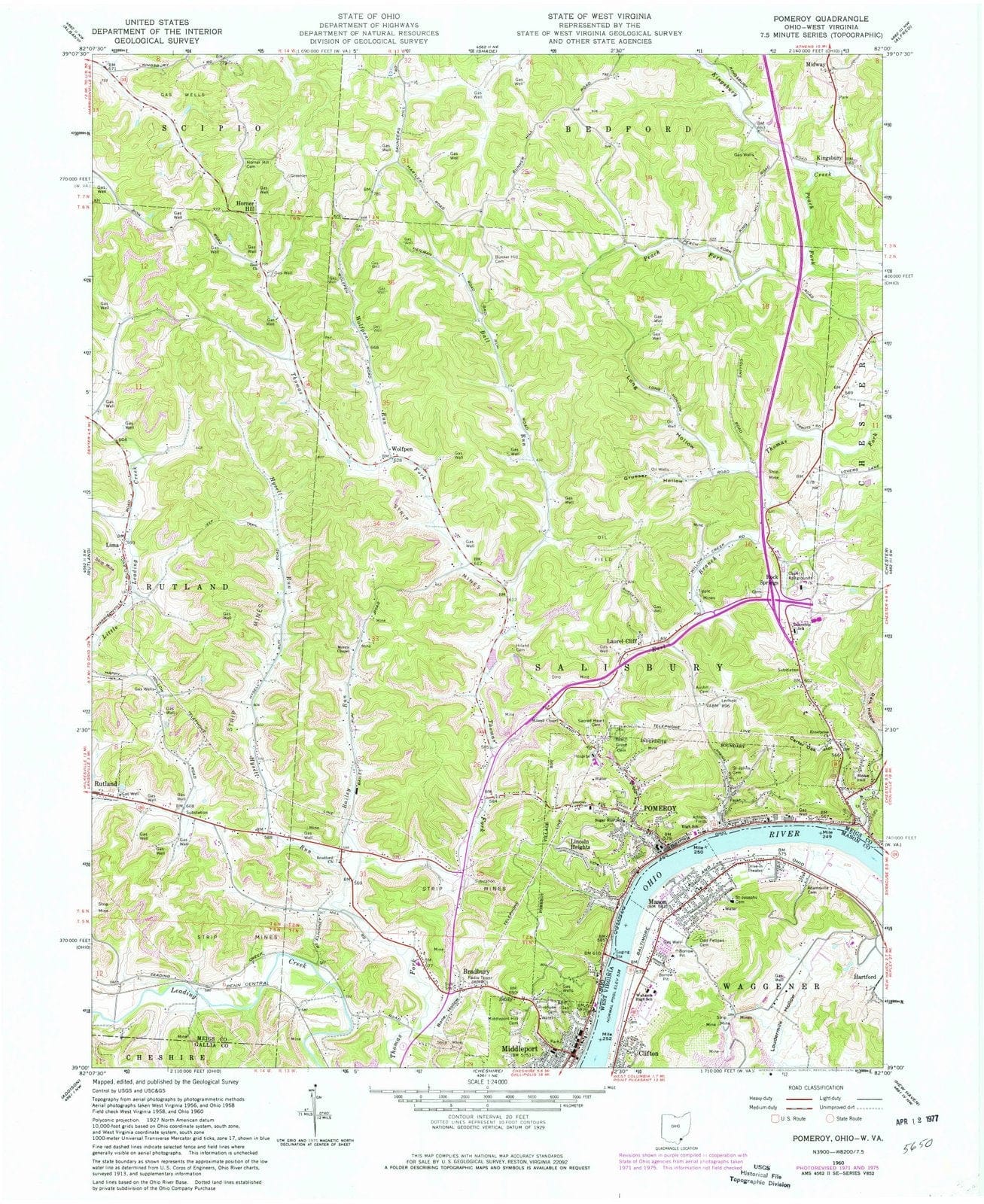 1960 Pomeroy, OH - Ohio - USGS Topographic Map