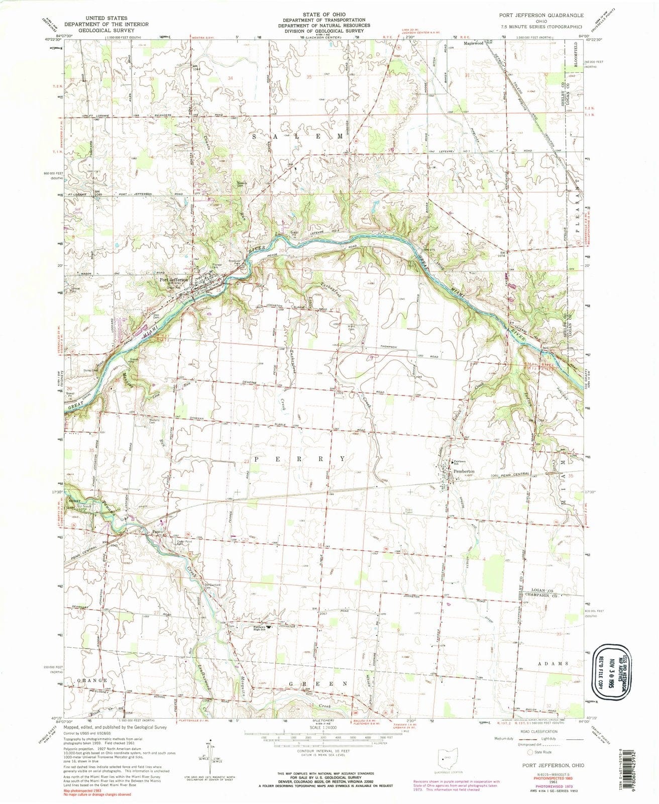 1961 Port Jefferson, OH - Ohio - USGS Topographic Map