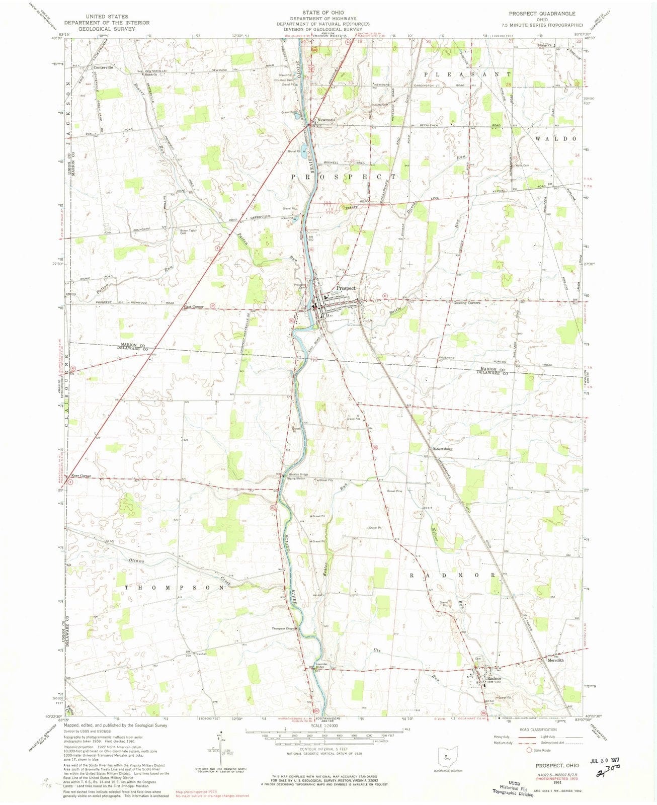 1961 Prospect, OH - Ohio - USGS Topographic Map