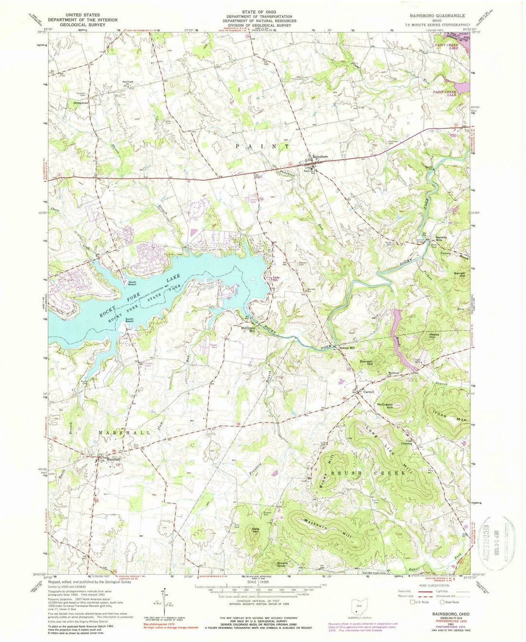 1961 Rainsboro, OH - Ohio - USGS Topographic Map