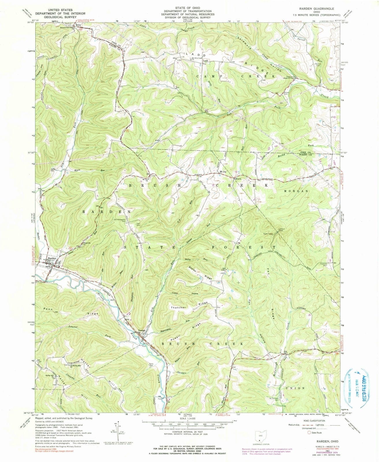 1961 Rarden, OH - Ohio - USGS Topographic Map