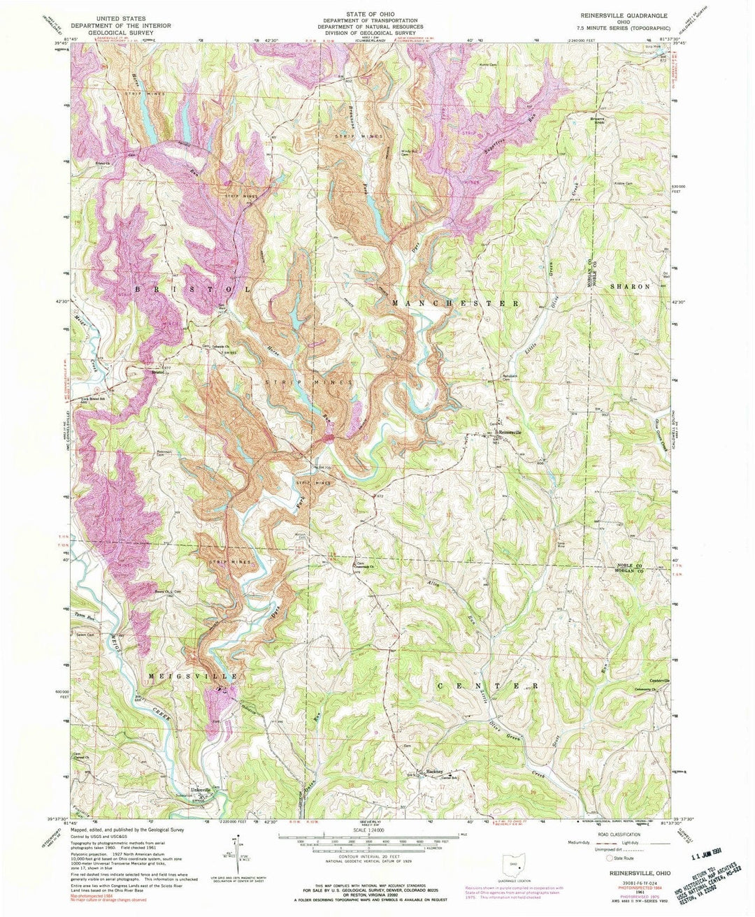 1961 Reinersville, OH - Ohio - USGS Topographic Map