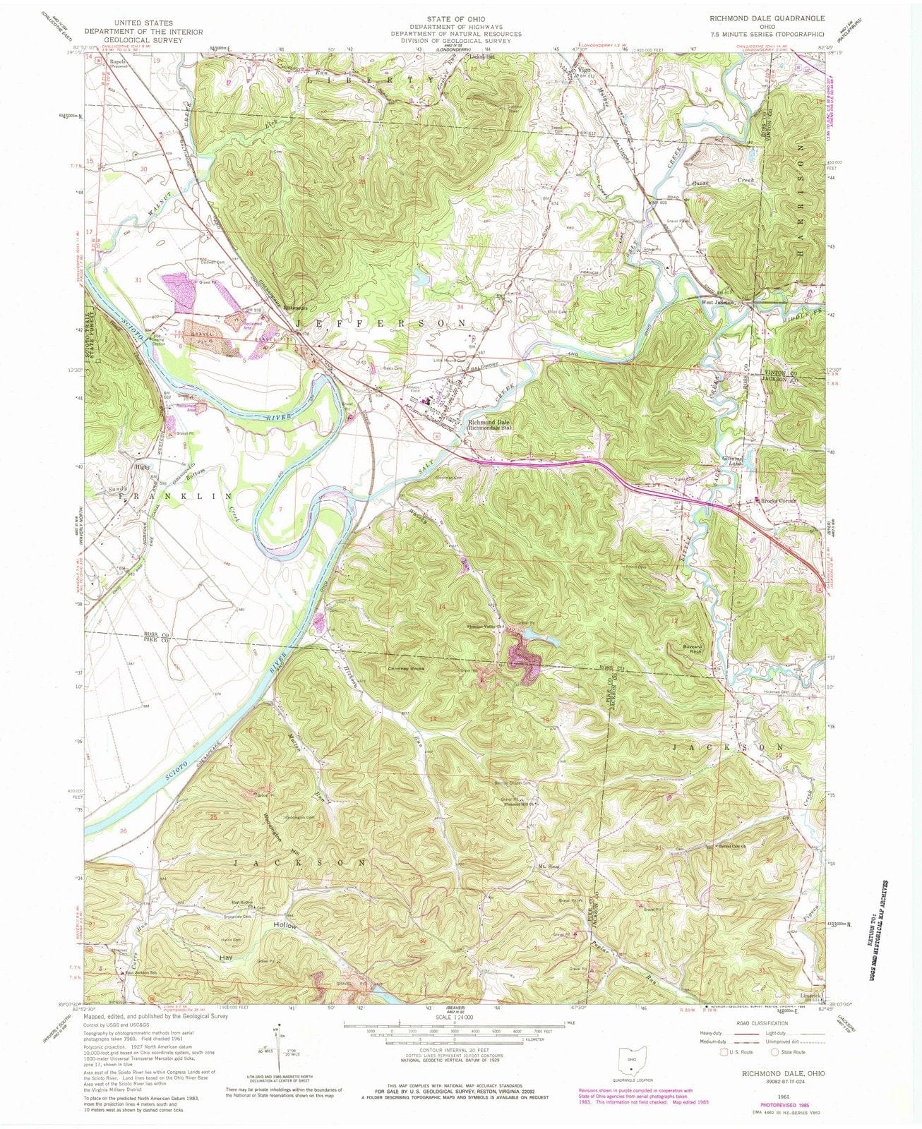 1961 Richmondale, OH - Ohio - USGS Topographic Map