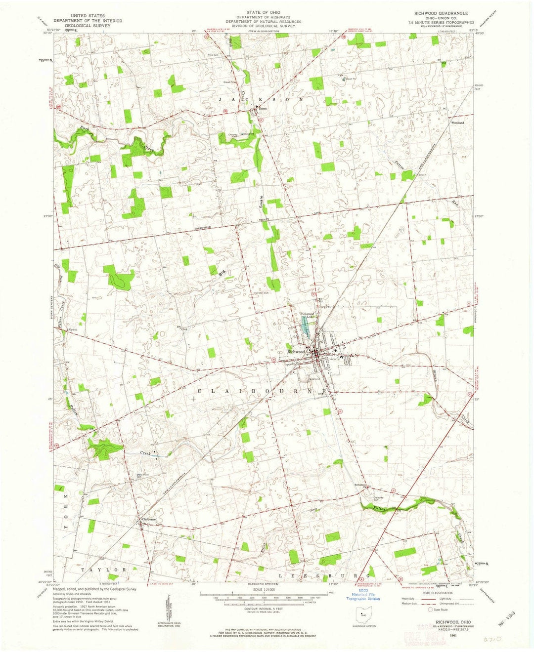 1961 Richwood, OH - Ohio - USGS Topographic Map