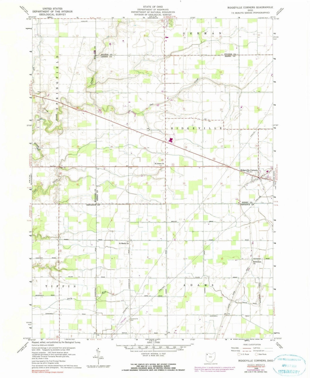 1959 Ridgeville Corners, OH - Ohio - USGS Topographic Map