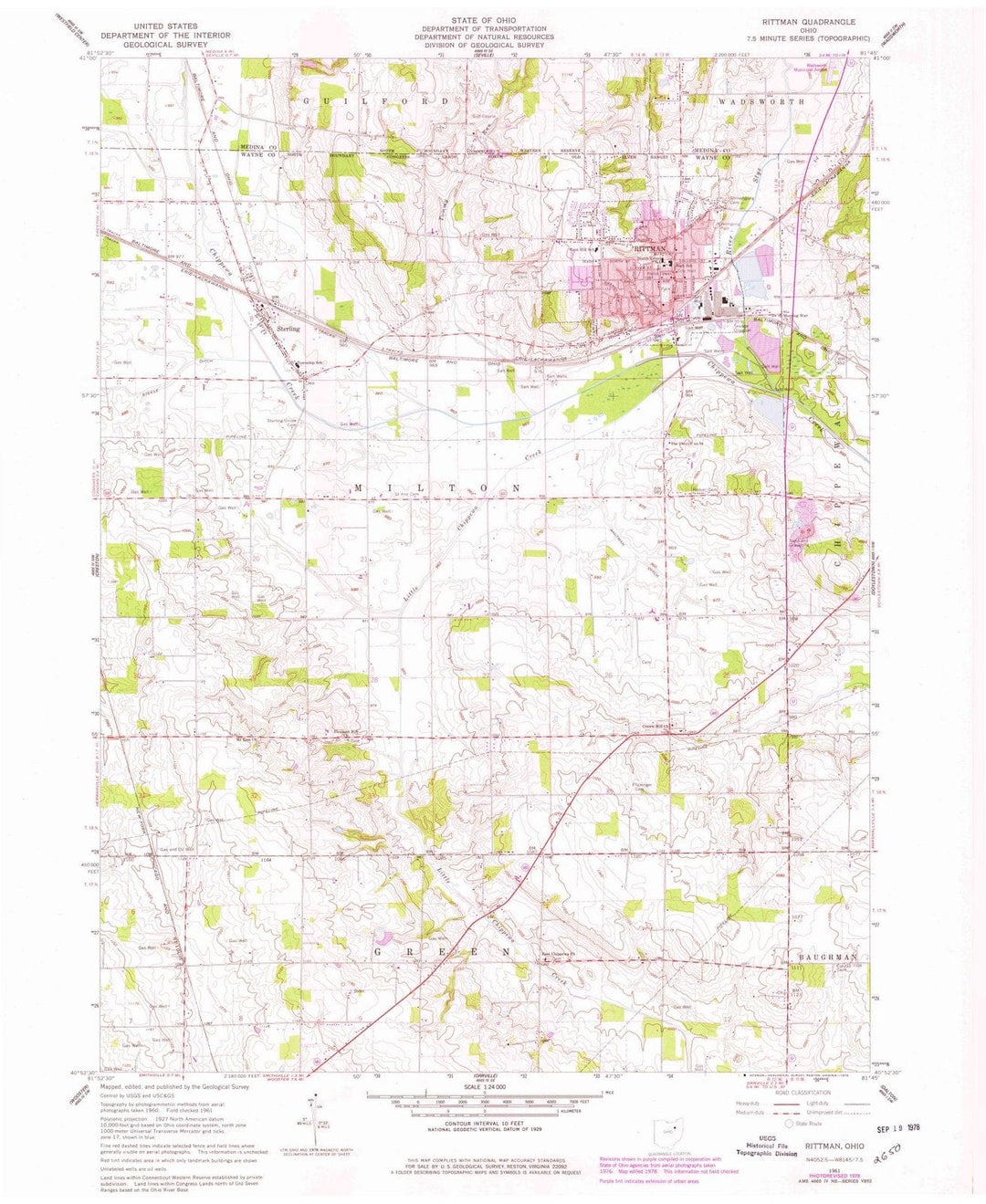 1961 Rittman, OH - Ohio - USGS Topographic Map