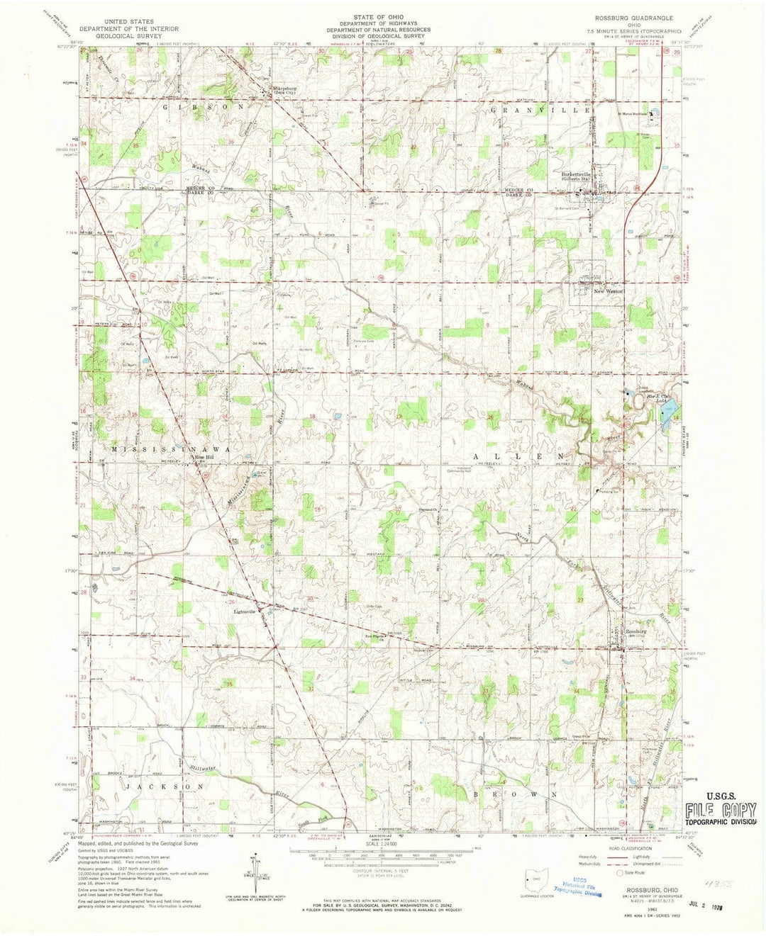 1961 Rossburg, OH - Ohio - USGS Topographic Map