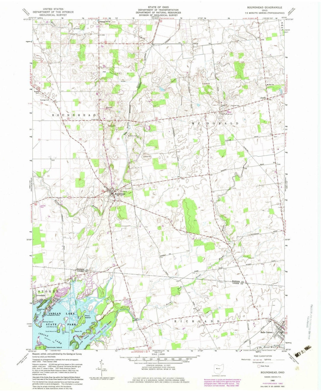 1960 Roundhead, OH - Ohio - USGS Topographic Map