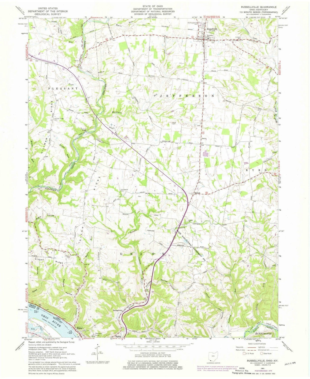 1961 Russellville, OH - Ohio - USGS Topographic Map