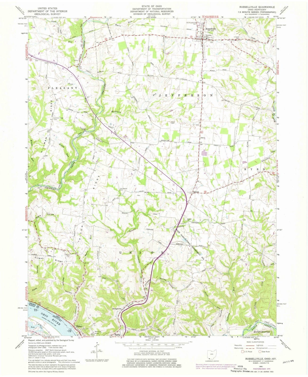 1961 Russellville, OH - Ohio - USGS Topographic Map