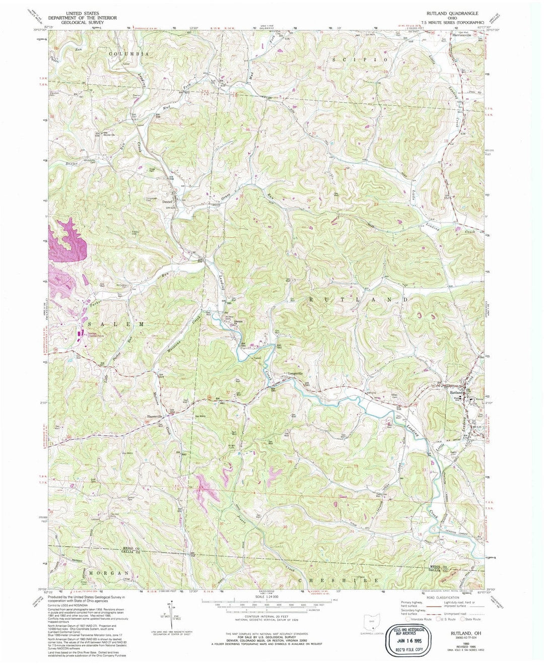 1960 Rutland, OH - Ohio - USGS Topographic Map