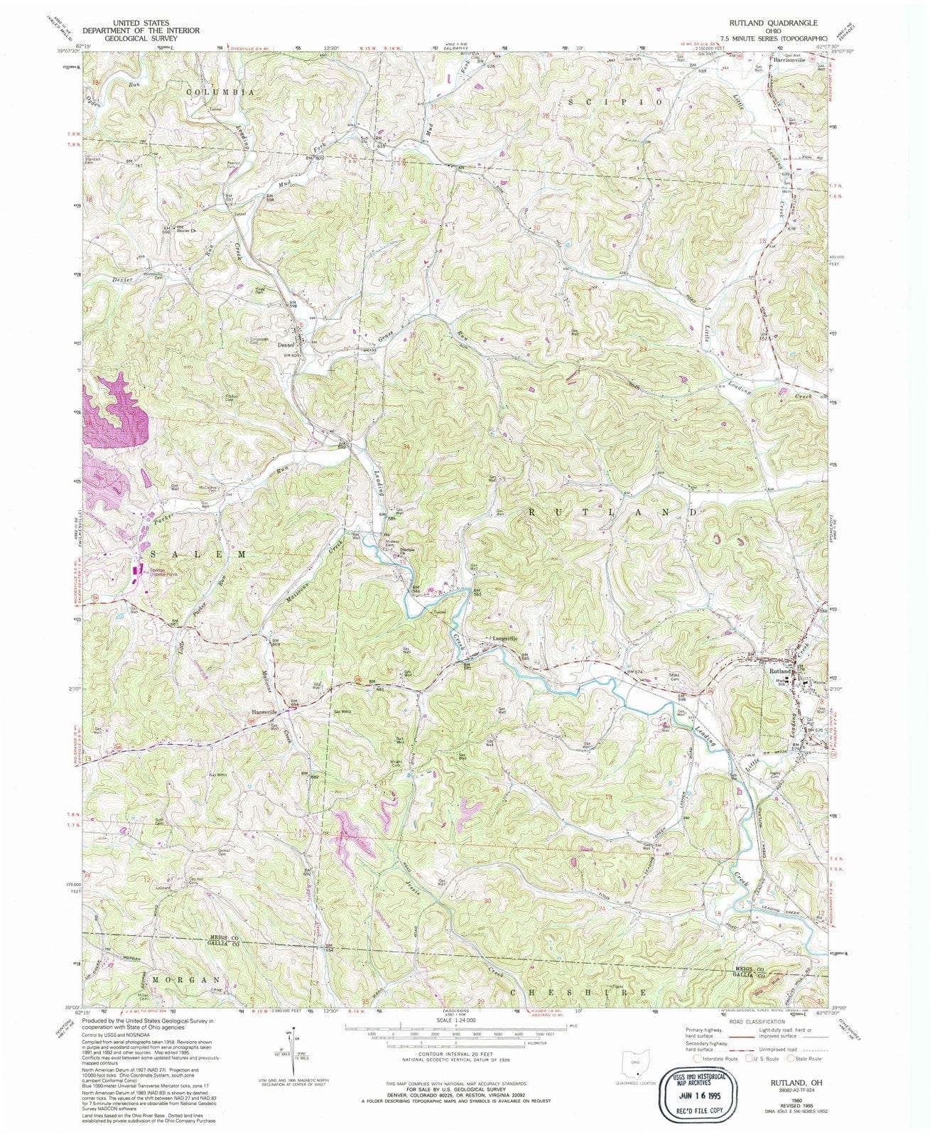 1960 Rutland, OH - Ohio - USGS Topographic Map