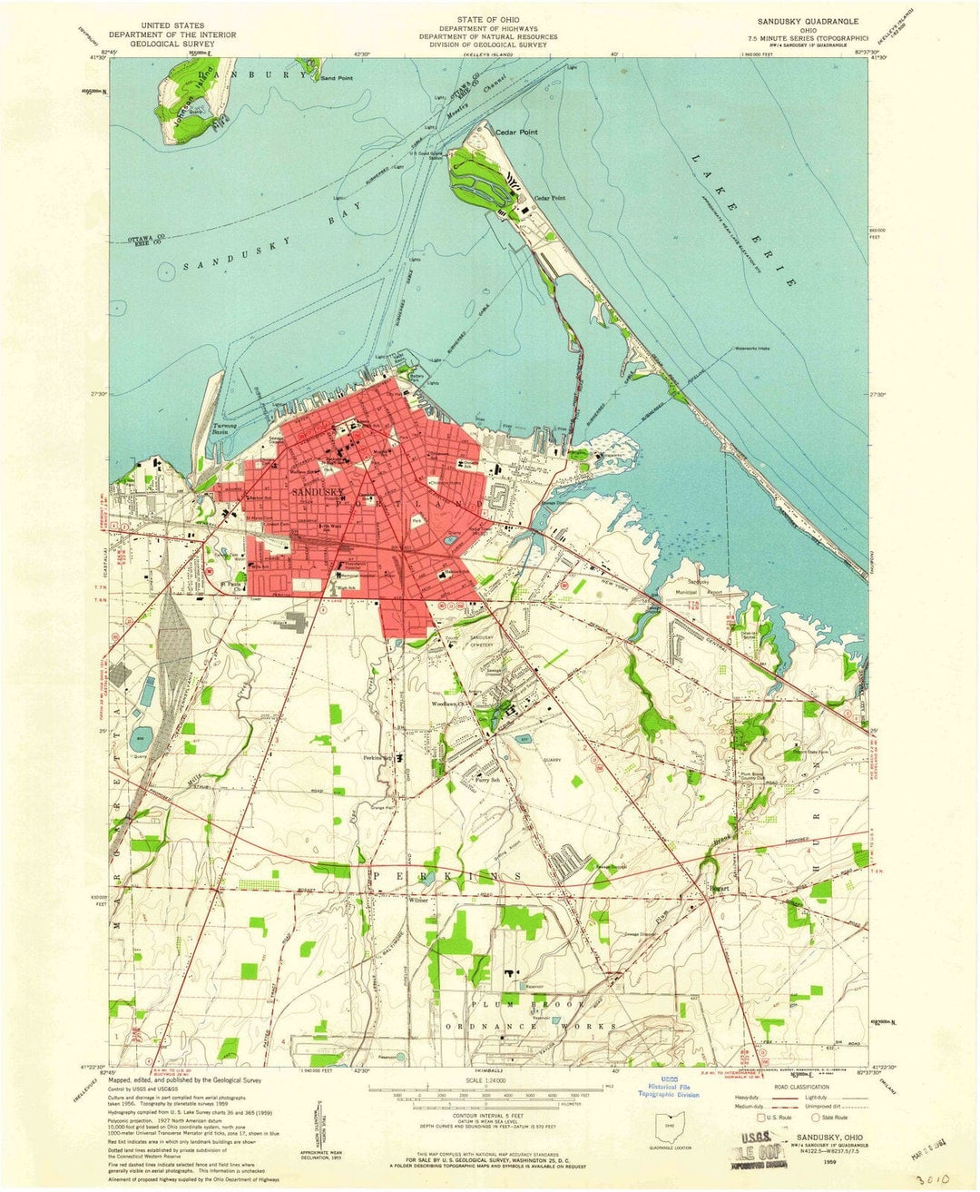 1959 Sandusky, OH - Ohio - USGS Topographic Map