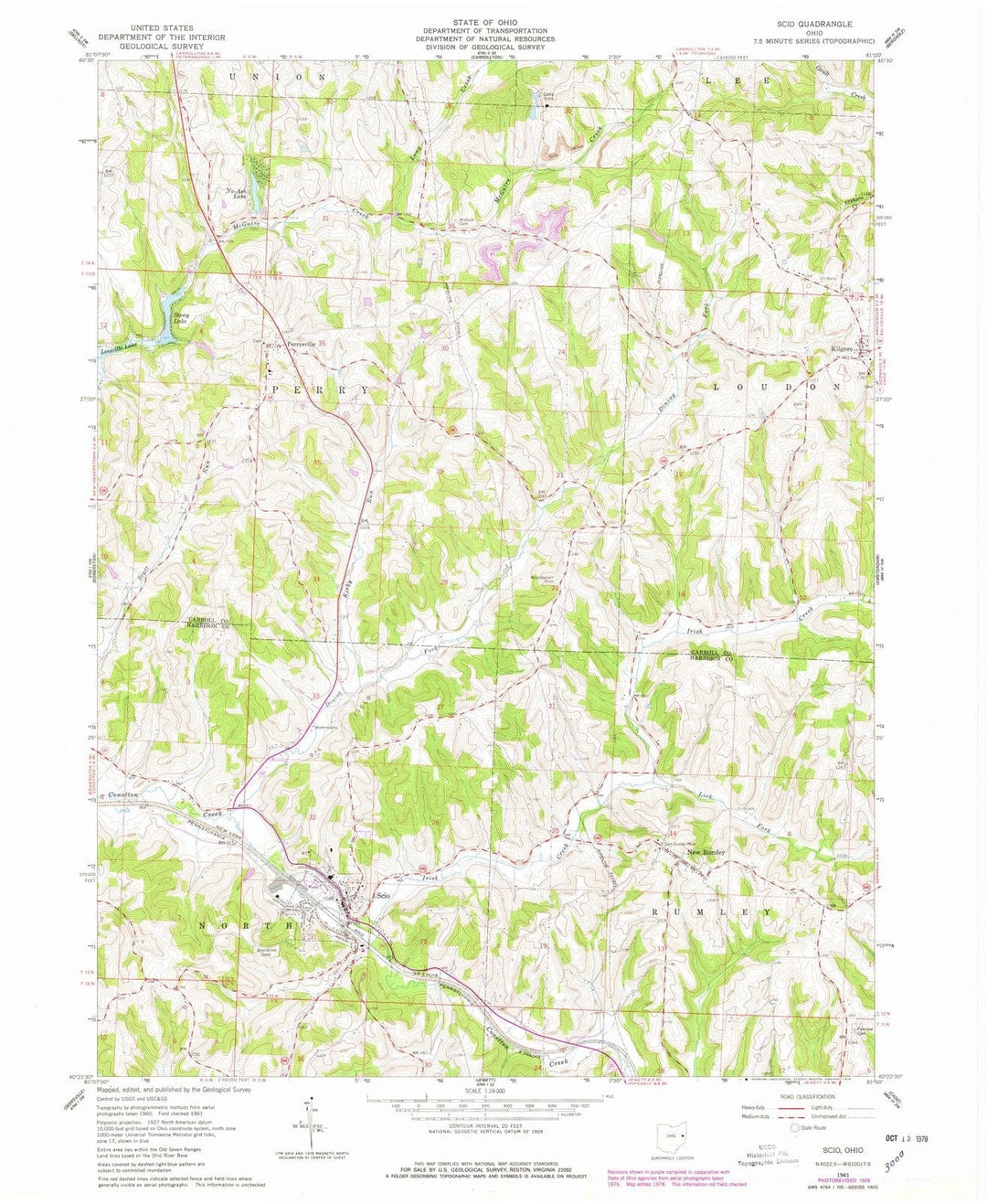 1961 Scio, OH - Ohio - USGS Topographic Map