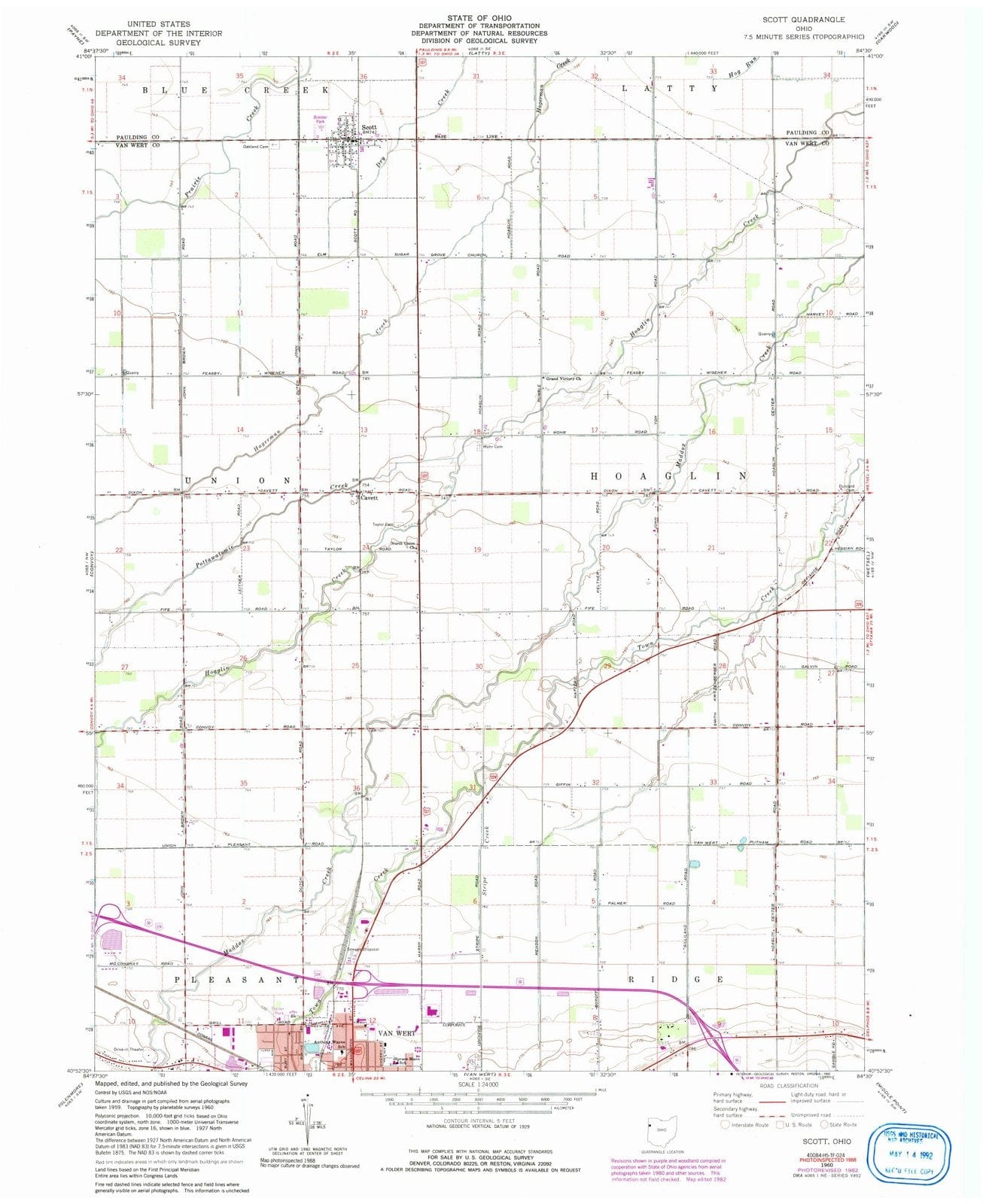 1960 Scott, OH - Ohio - USGS Topographic Map