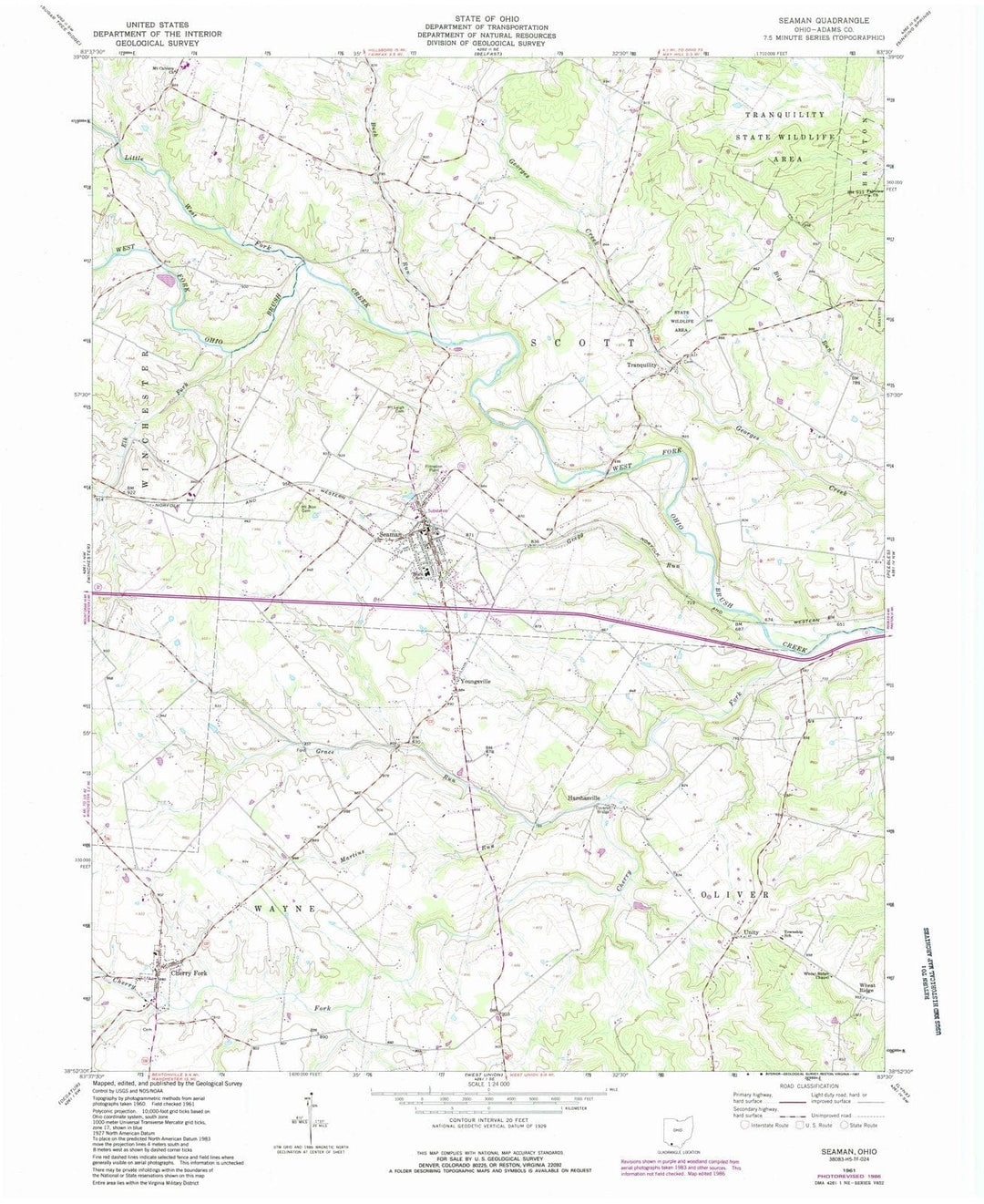 1961 Seaman, OH - Ohio - USGS Topographic Map