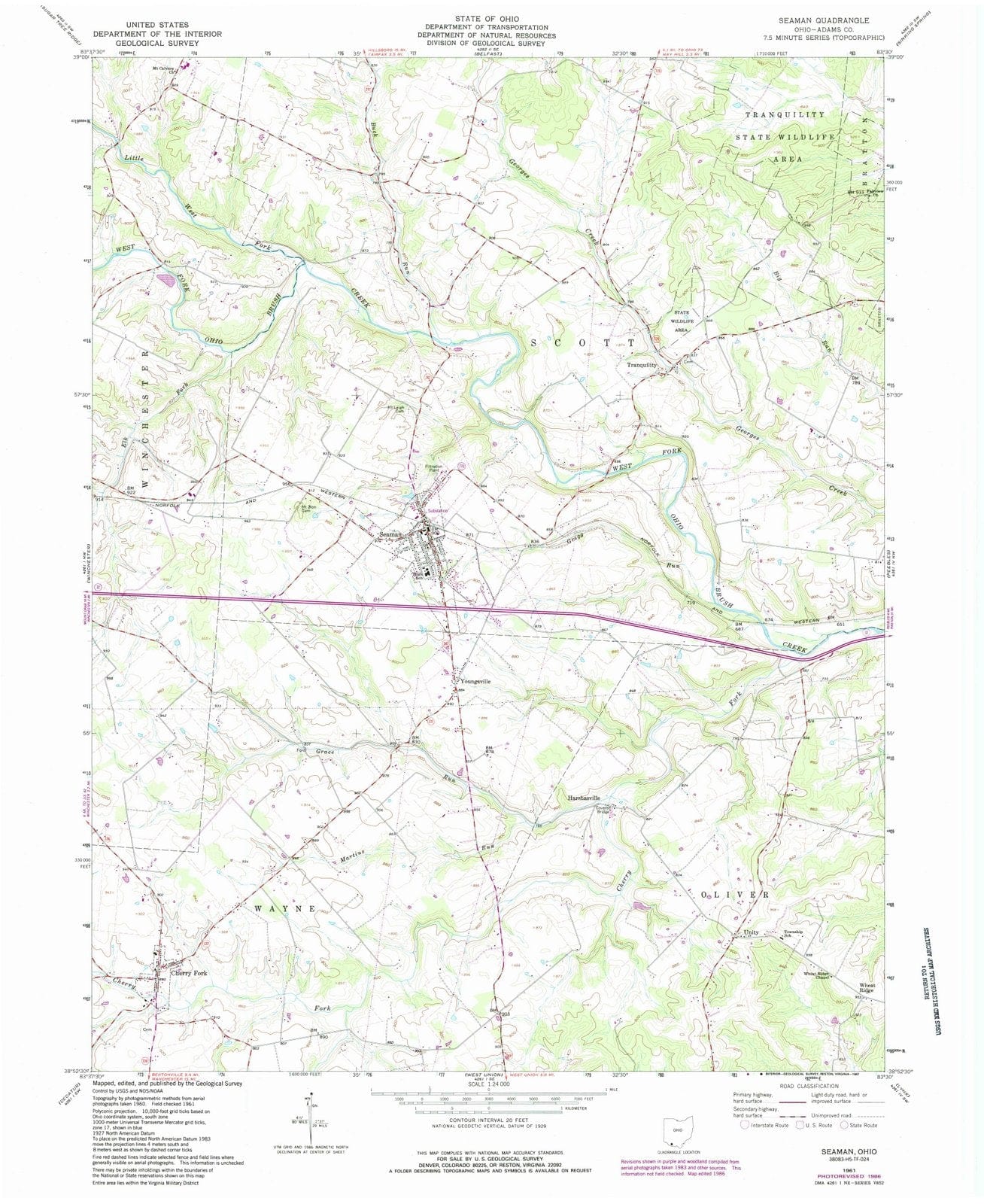 1961 Seaman, OH - Ohio - USGS Topographic Map