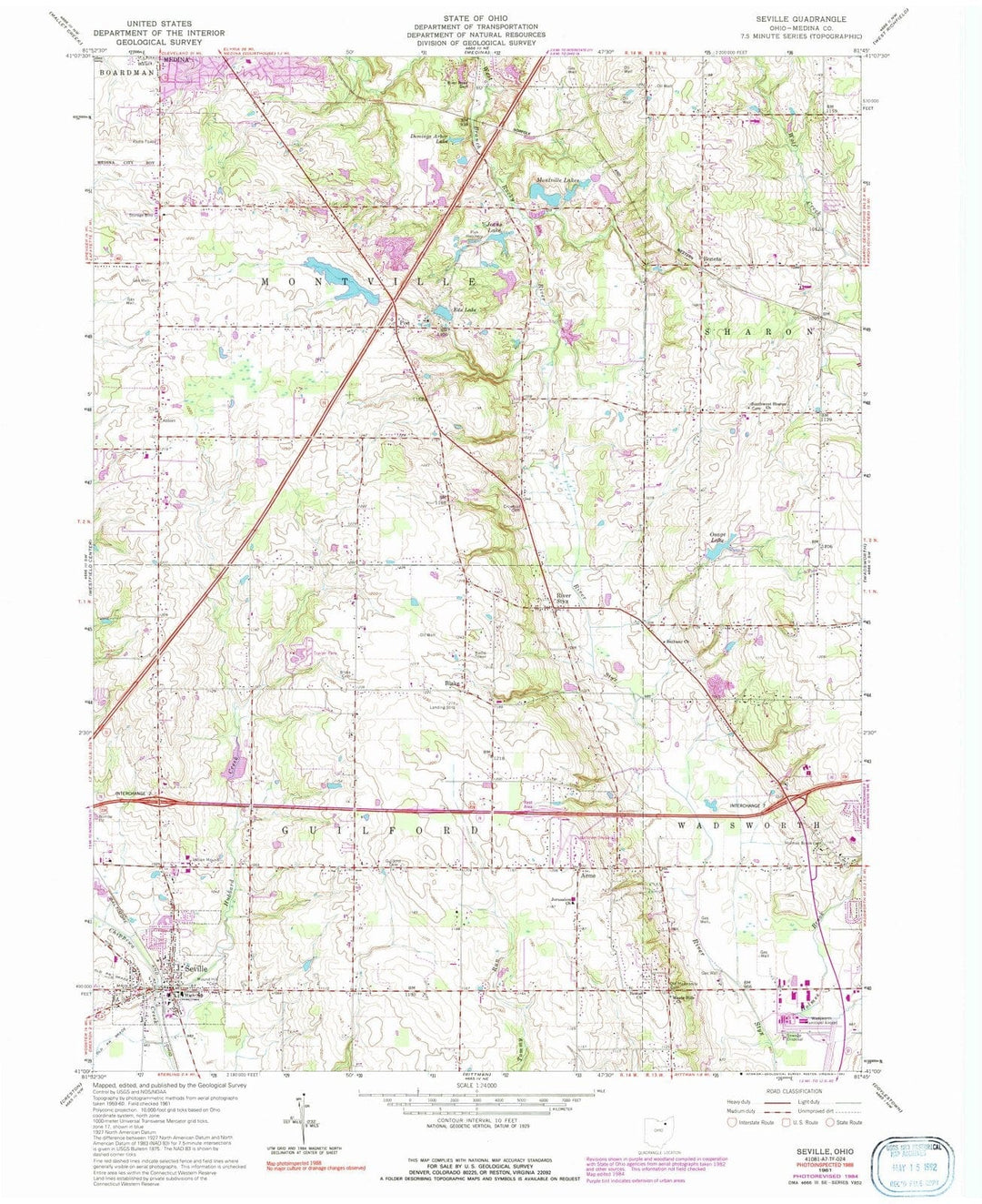1961 Seville, OH - Ohio - USGS Topographic Map