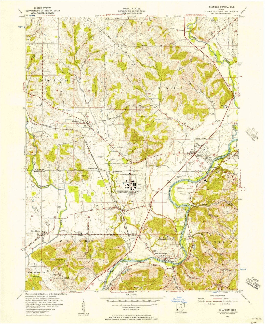 1955 Shandon, OH - Ohio - USGS Topographic Map