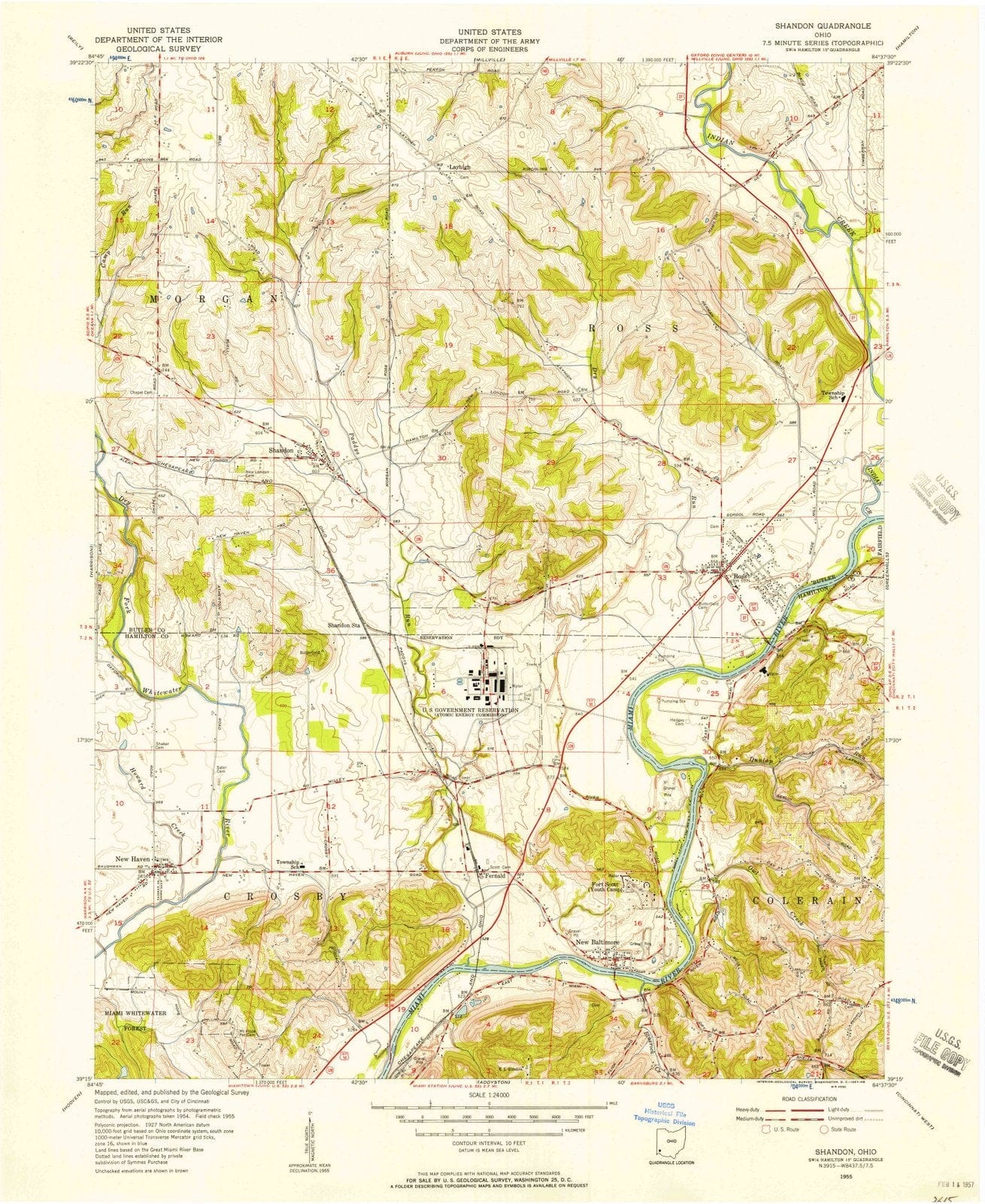 1955 Shandon, OH - Ohio - USGS Topographic Map