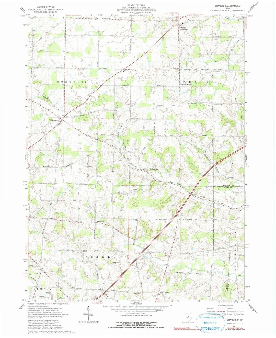 1961 Shauck, OH - Ohio - USGS Topographic Map