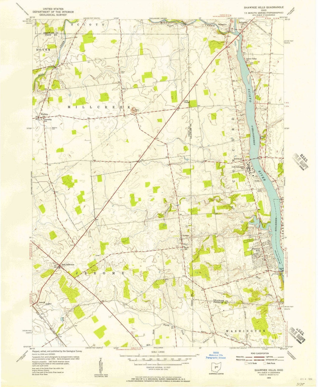 1954 Shawnee Hills, OH - Ohio - USGS Topographic Map