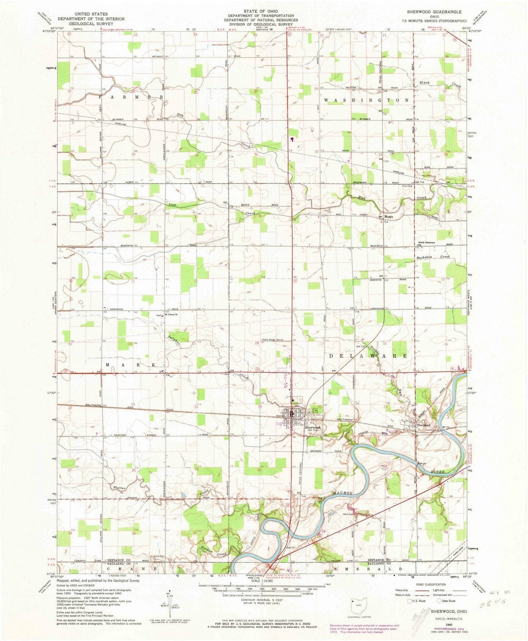 1960 Sherwood, OH - Ohio - USGS Topographic Map