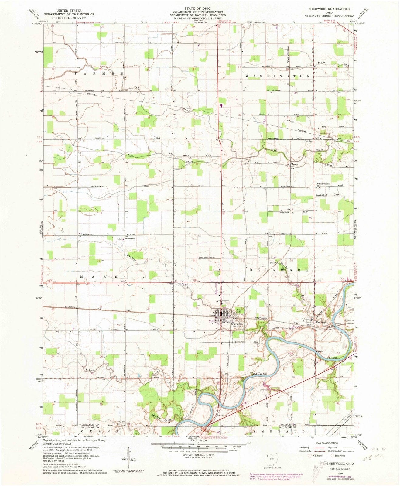 1960 Sherwood, OH - Ohio - USGS Topographic Map