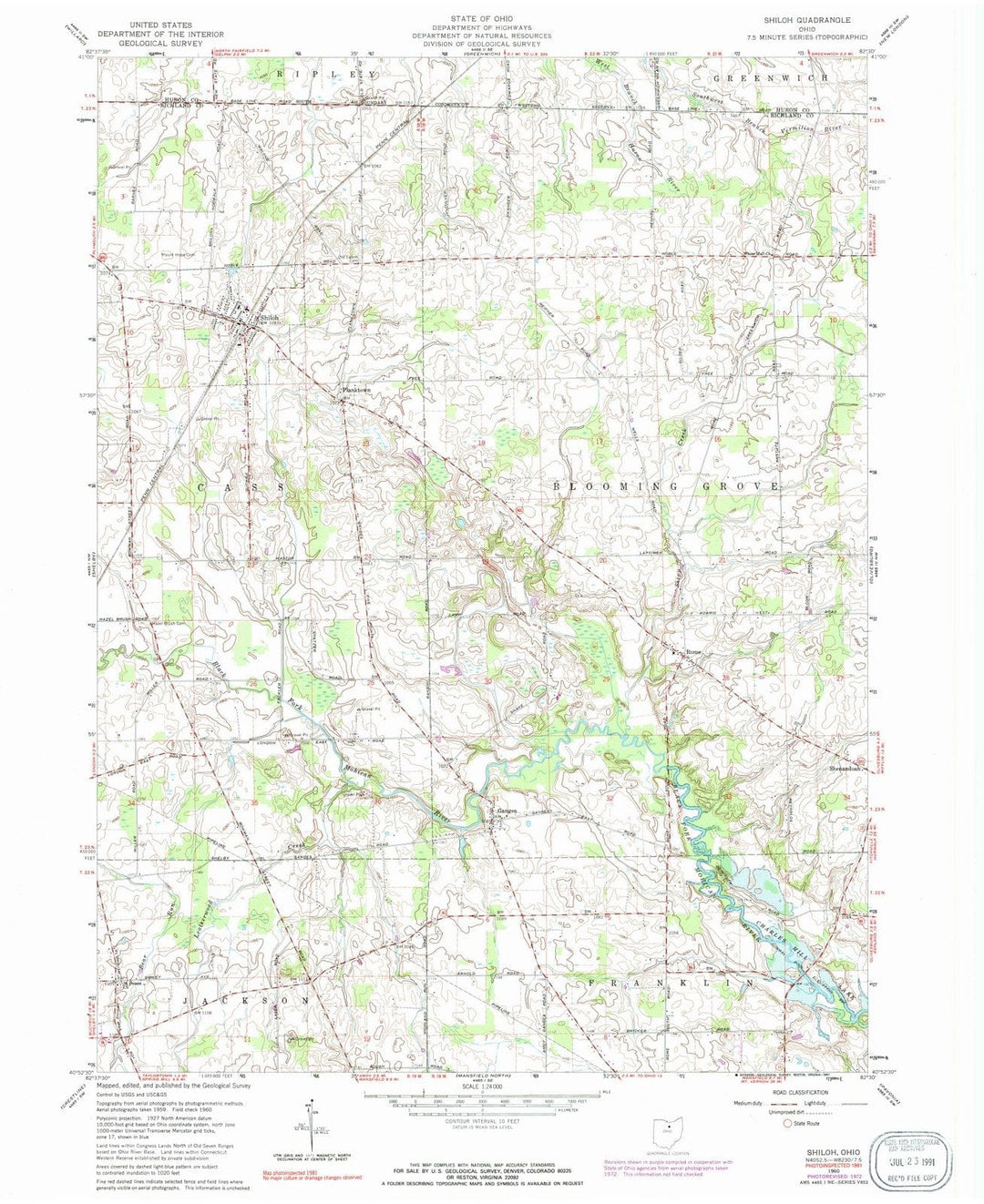 1960 Shiloh, OH - Ohio - USGS Topographic Map