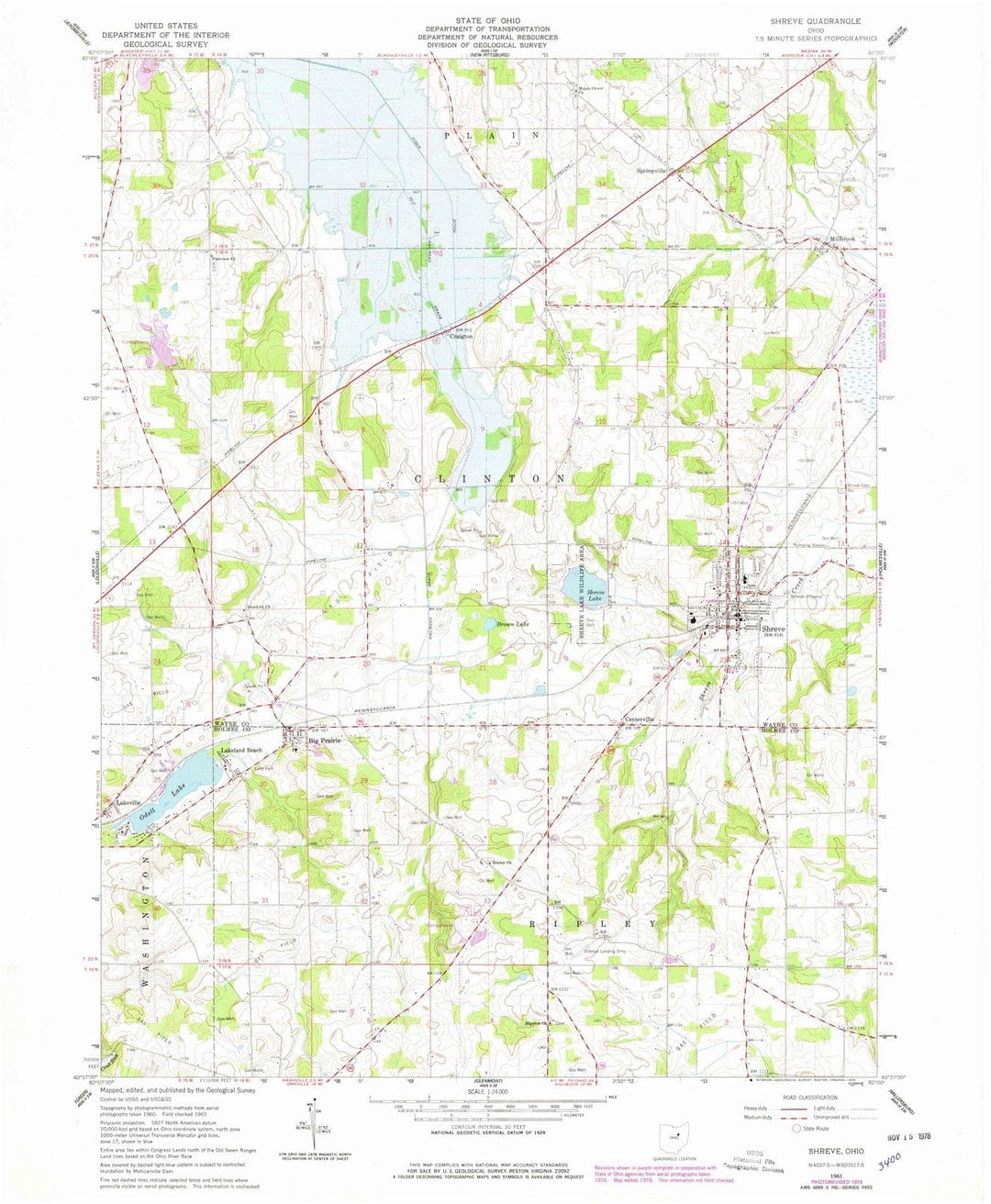 1961 Shreve, OH - Ohio - USGS Topographic Map