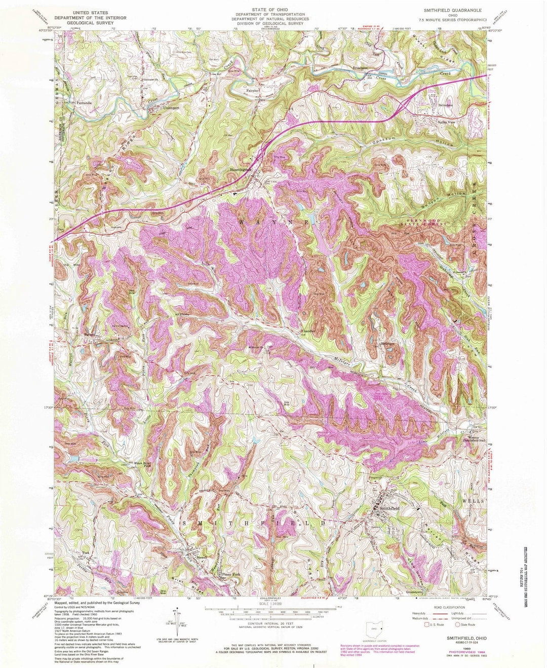 1960 Smithfield, OH - Ohio - USGS Topographic Map