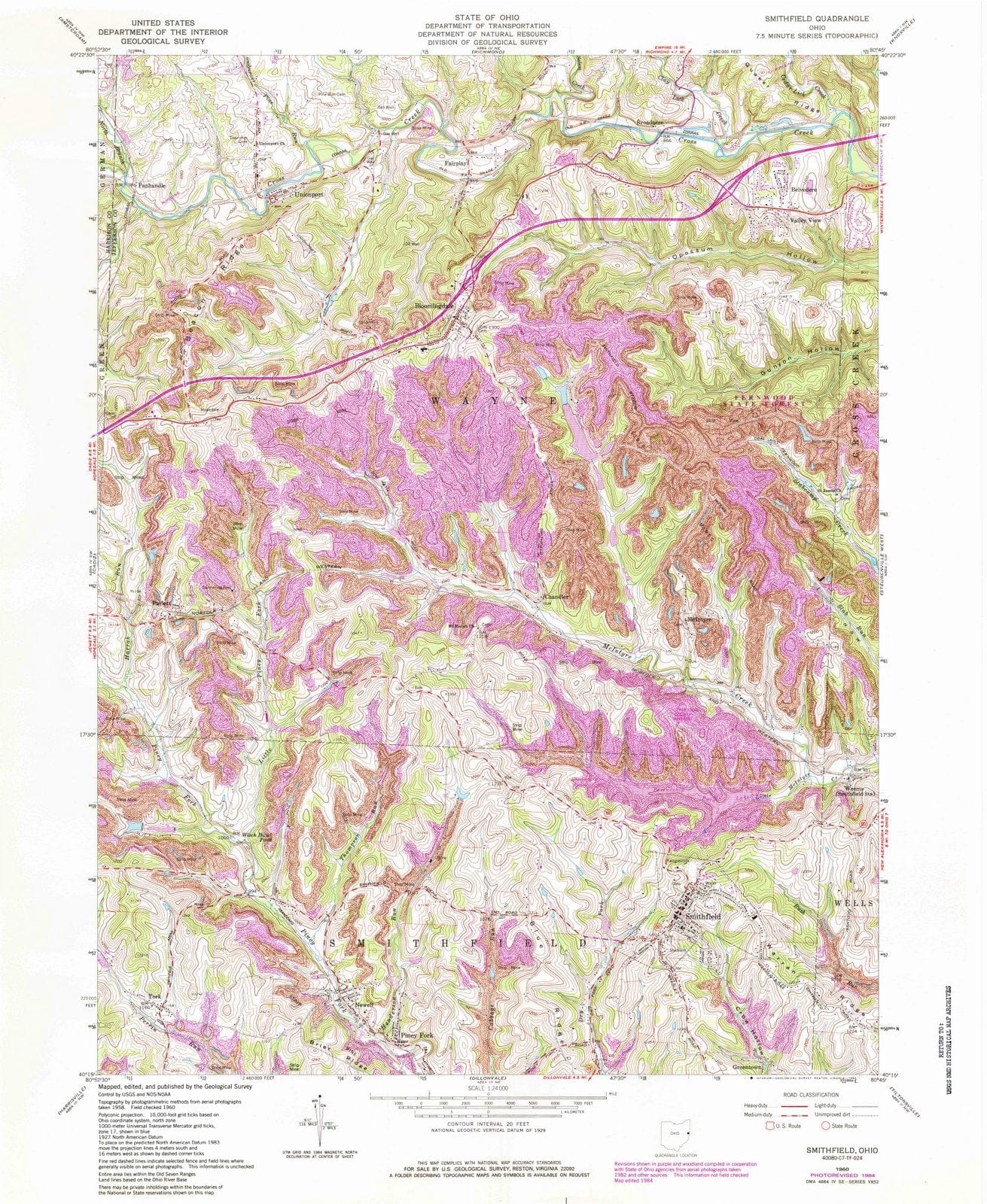 1960 Smithfield, OH - Ohio - USGS Topographic Map