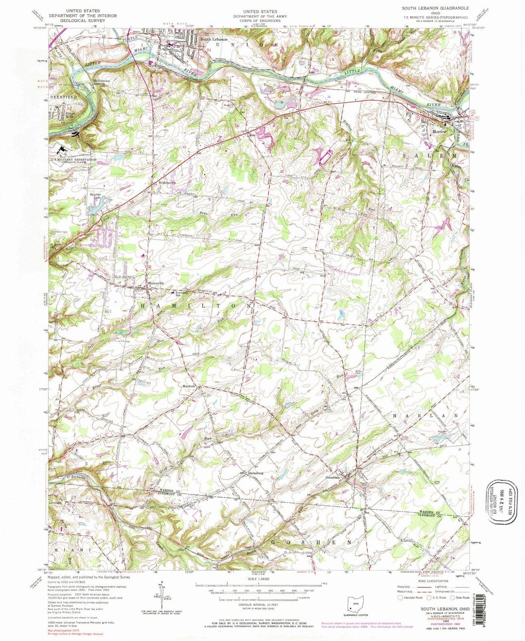 1955 South Lebanon, OH - Ohio - USGS Topographic Map