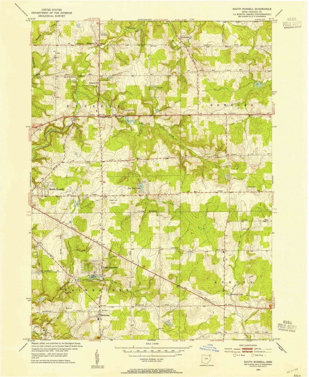1953 South Russell, OH - Ohio - USGS Topographic Map
