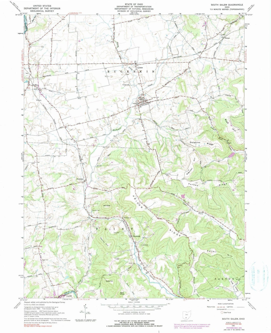 1961 South Salem, OH - Ohio - USGS Topographic Map